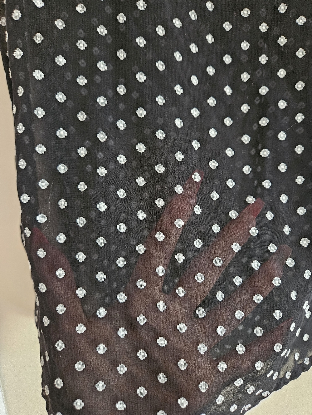 Pleoine Women's Black Polka Dot Short Sleeve Blouse Small Flowy Office Summer T - Picture 2 of 9